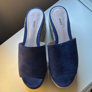 Schutz Blue Espadrille Wedge Sandal